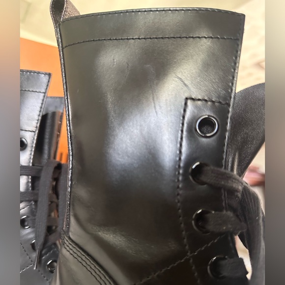 New LOUIS VUITTON Black Leather Metropolis Flat Ranger LV Monogram Combat Boots - Picture 12 of 13